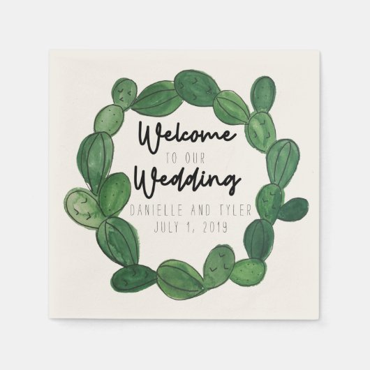 Cactus Bruiloft: Welkom Servet (Voorkant)
