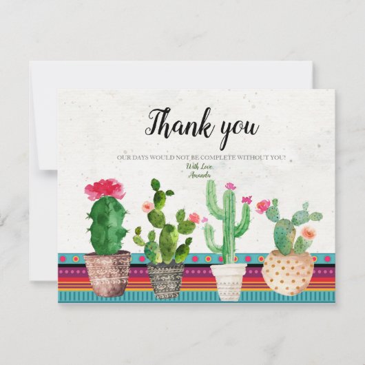 Cactus Bruiloftsdouche Dank kaart (Voorkant)