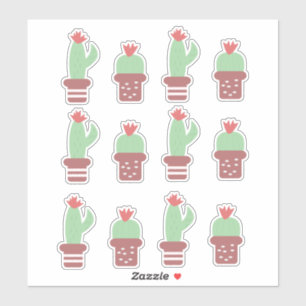 Cactus Cacti Potted Planten Set Sticker