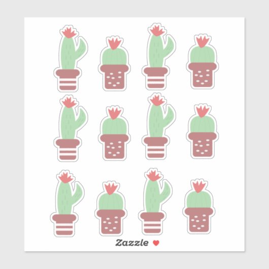 Cactus Cacti Potted Planten Set Sticker (Vel)