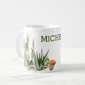 Cactus Cacti Waterverf Southwest Desert Monogram Koffiemok (Voorkant links)