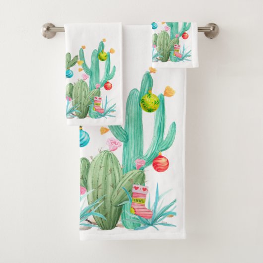Cactus Cactus Desert Serviettes de bain de Noël (En situation)