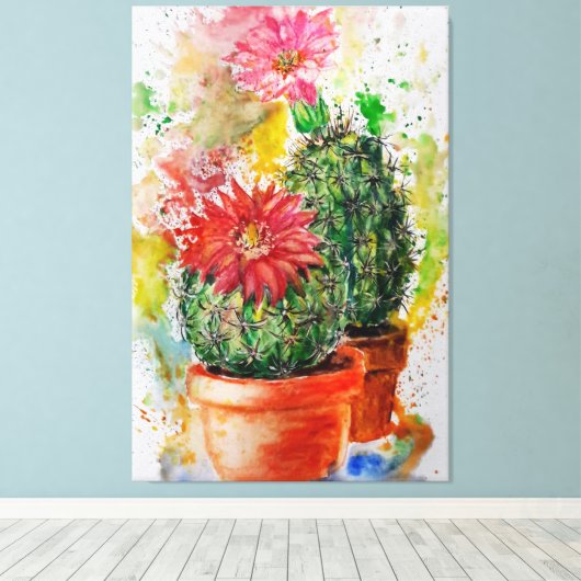 Cactus Canvas Print - Schilderij (Insitu (Houten vloer))