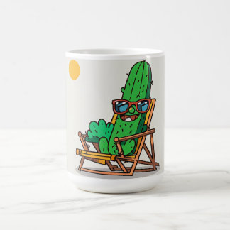 Cactus Caricaturesco en la Playa - Taza Divertida Koffiemok