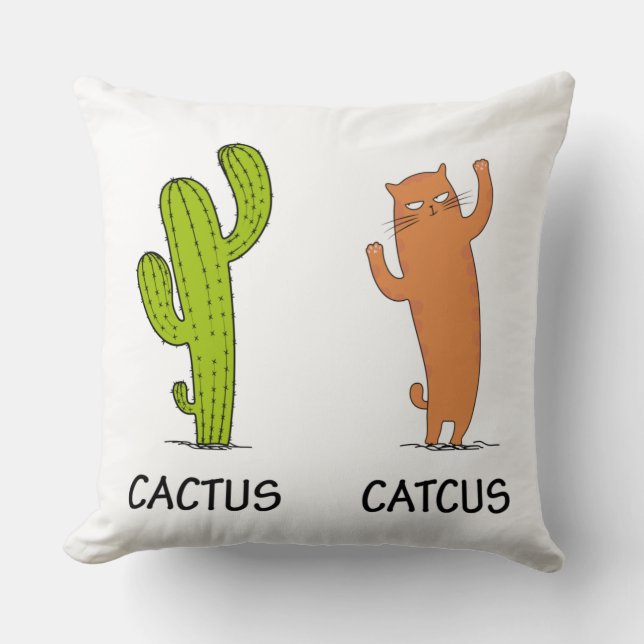 Cactus Catcus, Funny Cat Gift, Cactus & Cat Lover Kussen (Voorkant)
