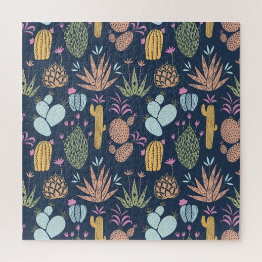 Cactus Charm: Kleurrijke bloemen Legpuzzel (Verticaal)