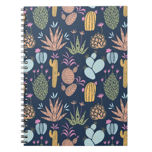 Cactus Charm: Kleurrijke  bloemen Notitieboek (Voorkant)