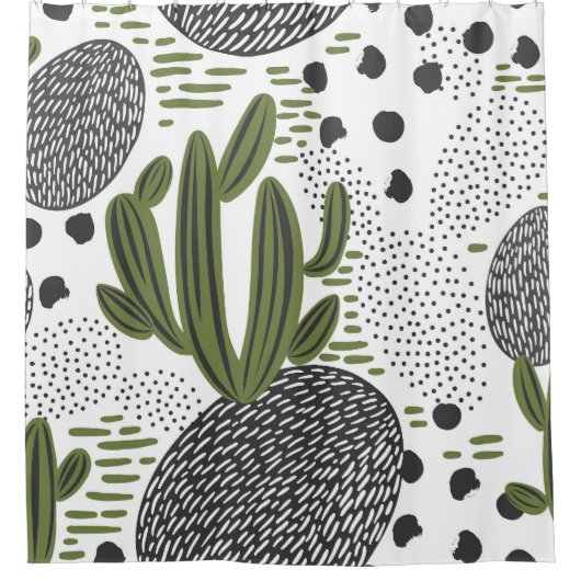 Cactus Charm: Plant Patterns Douchegordijn (Voorkant)