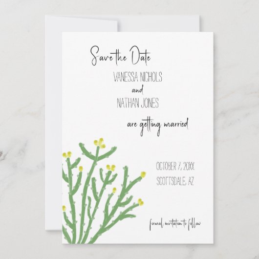 Cactus Cholla Fleur Jaune Enregistrer La Carte Dat (Devant)