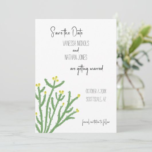 Cactus Cholla Fleur Jaune Enregistrer La Carte Dat (Debout devant)