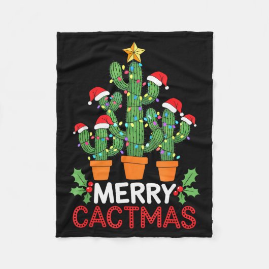 Cactus Christmas Tree Funny Merry Cactmas Cactus M Fleece Deken (Voorkant)