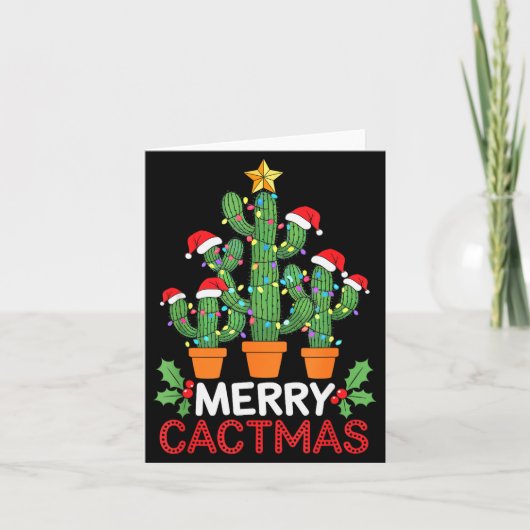 Cactus Christmas Tree Funny Merry Cactmas Cactus M Kaart (Voorkant)