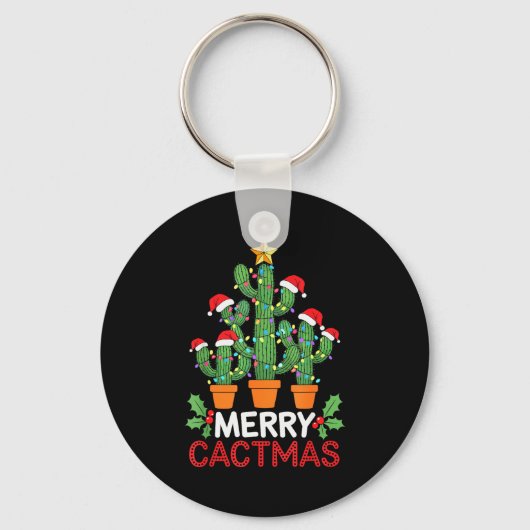 Cactus Christmas Tree Funny Merry Cactmas Cactus M Sleutelhanger (Voorkant)