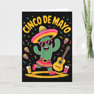 Cactus Cinco De Mayo Hoed Maracas Muziek Feest Kaart