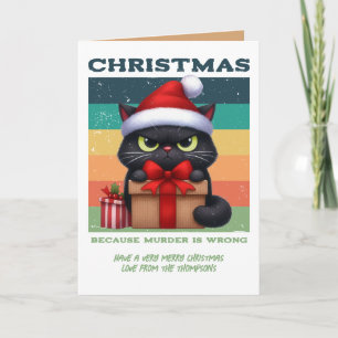 Cactus Cocoa Grappige Kat Retro Kerst Foto Feestdagen Kaart