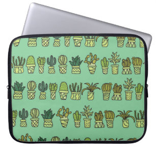 Cactus Collectie: Hand getrokken Doodle Set. Laptop Sleeve