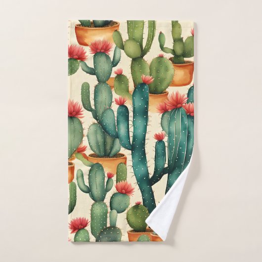 Cactus coloré aquarelle art (Serviette à main)
