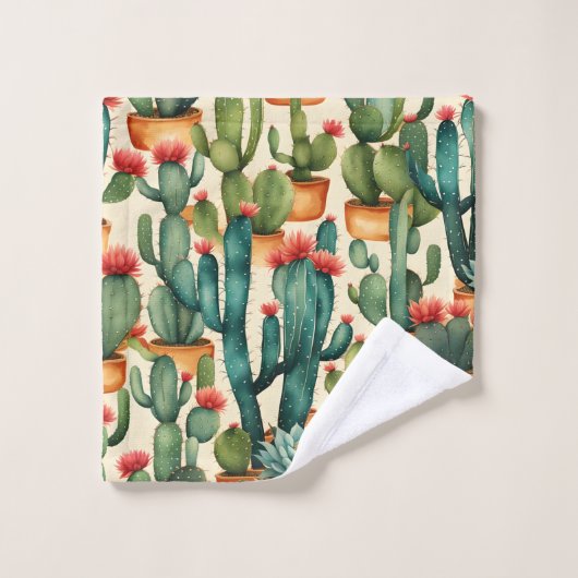 Cactus coloré aquarelle art (Gant de toilette)
