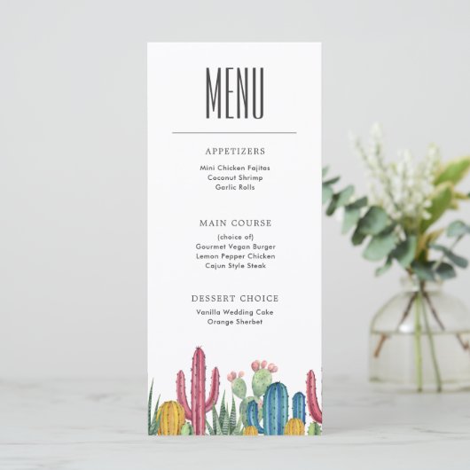 Cactus Colorés | Menu Thème Désert (Debout devant)