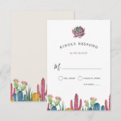 Cactus Colorés | Réponse RSVP Thème Désert (Devant / Derrière)