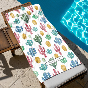 Cactus Colorés Serviette de Plage Personnalisée