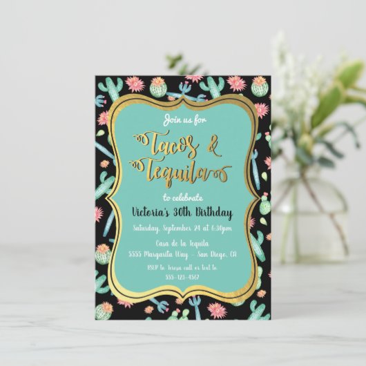 Cactus colorés Tacos & Tequila Invitations (Debout devant)