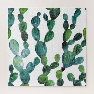 Cactus Craze: Tropische Waterverf Trend Legpuzzel
