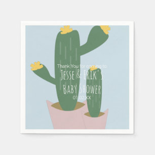 Cactus Cupcakes Baby Shower Bedankt Blauw Servet