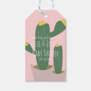 Cactus Cupcakes Baby Shower Bedankt Roze Cadeaulabel