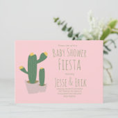 Cactus Cupcakes Baby shower rose Invitation (Debout devant)