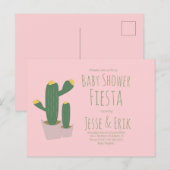 Cactus Cupcakes Baby shower rose Invitation (Devant / Derrière)