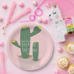 Cactus Cupcakes Roze Baby Shower Bedankt Papieren Bordje