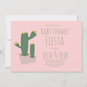 Cactus Cupcakes Roze Baby Shower Uitnodiging