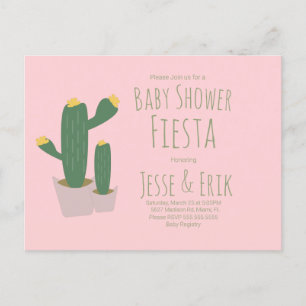 Cactus Cupcakes Roze Baby Shower Uitnodiging