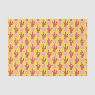 Cactus Cute Modern Yellow Pink Pop Art Patroon Tissuepapier