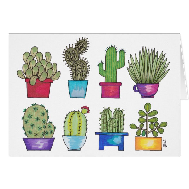 Cactus dans des pots (Devant horizontal)