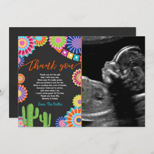 Cactus de Mexicain de carte de remerciements de (Devant / Derrière)