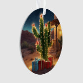 Cactus De Noël Avec Présents Devant Une Maison (devant)