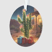 Cactus De Noël Avec Présents Devant Une Maison (devant)