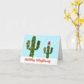 Cactus de Noël, Carte de Noël de Cactus Décoré (Fleur jaune)
