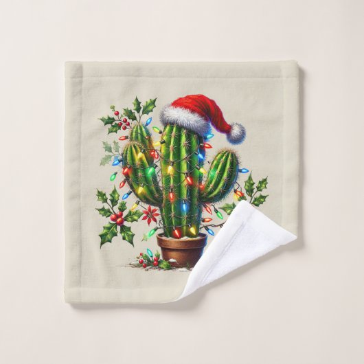 Cactus de Noël occidental festif (Gant de toilette)