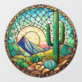 Cactus Desert Sunrise Glas in lood Raamsticker