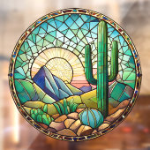 Cactus Desert Sunrise Glas in lood Raamsticker (Vel 2)