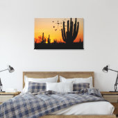 Cactus Desert Sunset Scene Canvas Afdruk (Insitu (Slaapkamer))