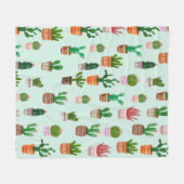 Cactus Desert Waterverf Fleece Deken (Voorkant (Horizontaal))