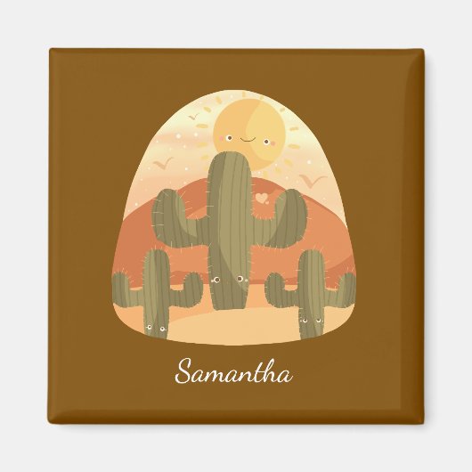 Cactus Desert With Sun Magneet (Voorkant)