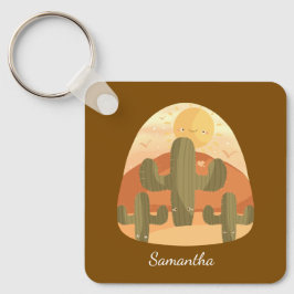 Cactus Desert With Sun Sleutelhanger