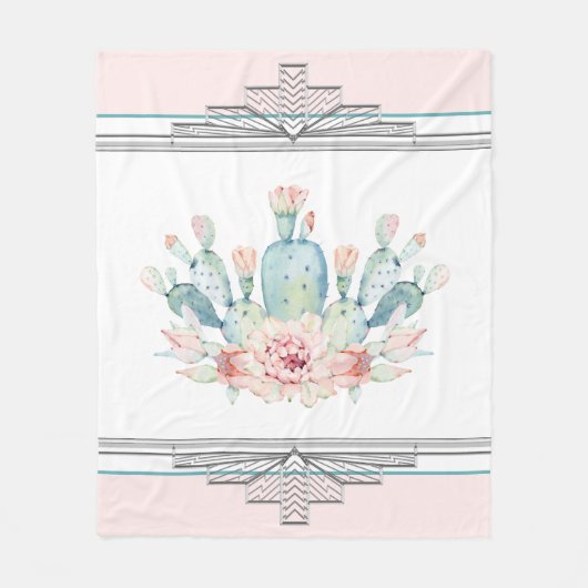 Cactus Desert Zuidwest Fleece Deken (Voorkant)