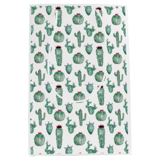 Cactus Design Gift Bag, Waterverf Design Medium Cadeauzakje