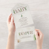 Cactus Diaper Raffle Baby shower all in one All In One Uitnodiging (Afscheurbaar)